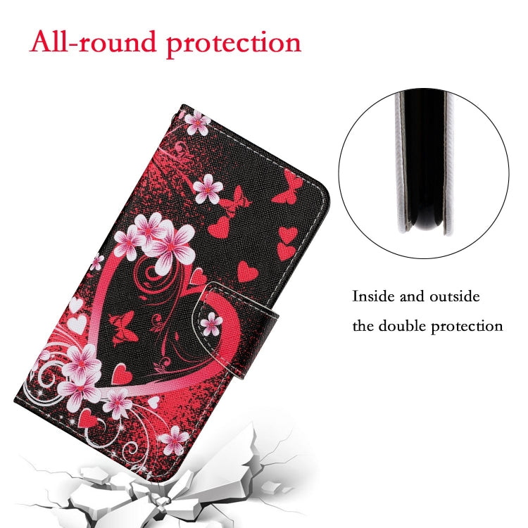 For Samsung Galaxy S24 5G Colored Drawing Pattern Leather Phone Case(Red Heart) by buy2fix