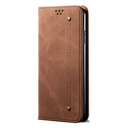 For OnePlus 12 Denim Texture Casual Style Horizontal Flip Leather Case(Brown) by buy2fix