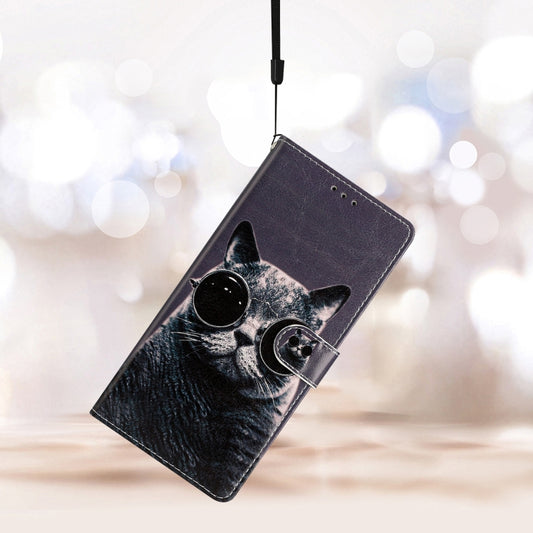 For Blackview A53 Pro Colored Drawing Leather Phone Case(Sunglasses Cat) by buy2fix