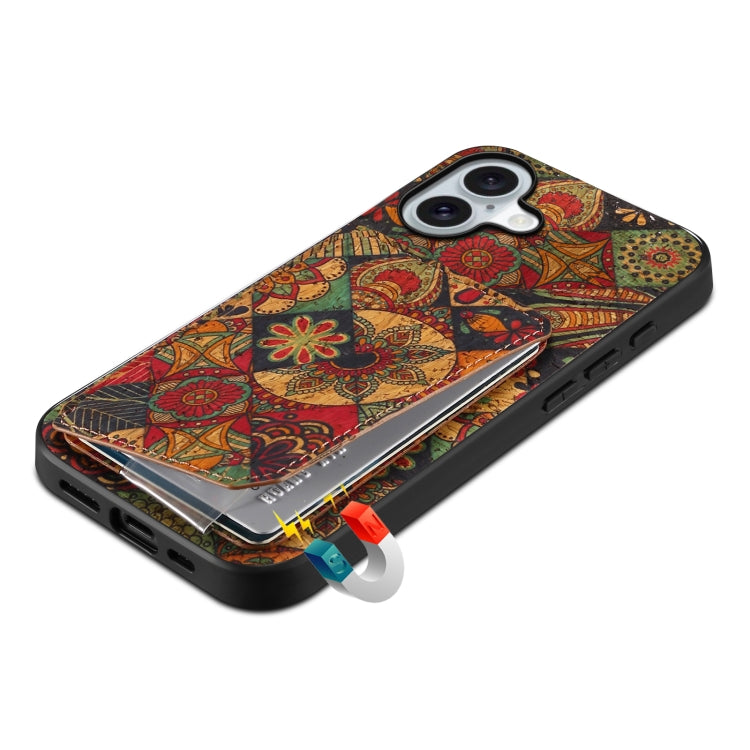 For iPhone 16 Dual Card Slot Holder Phone Case(Autumn Yellow) by buy2fix