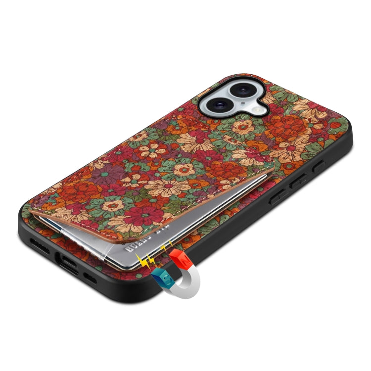 For iPhone 16 Dual Card Slot Holder Phone Case(Summer Red) by buy2fix