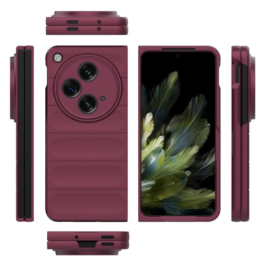 For OPPO Find N3 Magic Shield Fold PC Shockproof Phone Case(Wine Red) by buy2fix