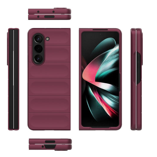 For Samsung Galaxy Z Fold5 5G Magic Shield Fold PC Shockproof Phone Case(Wine Red) by buy2fix