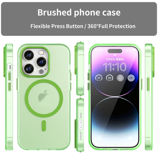 For iPhone 14 Pro MagSafe Frosted Translucent TPU + PC Full Coverage Phone Case(Green) by buy2fix