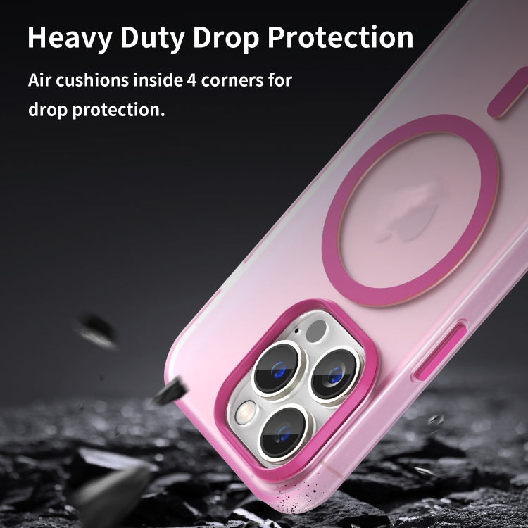 For iPhone 14 Pro MagSafe Frosted Translucent TPU + PC Full Coverage Phone Case(Pink) by buy2fix