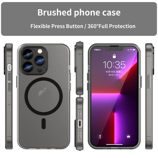 For iPhone 13 Pro MagSafe Frosted Translucent TPU + PC Full Coverage Phone Case(Black) by buy2fix