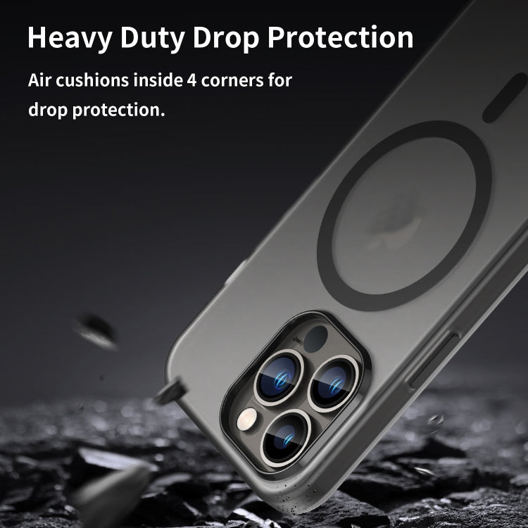 For iPhone 13 Pro MagSafe Frosted Translucent TPU + PC Full Coverage Phone Case(Black) by buy2fix