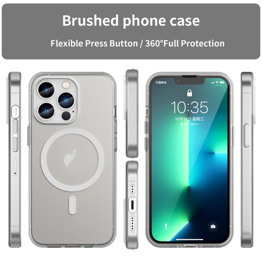 For iPhone 13 Pro MagSafe Frosted Translucent TPU + PC Full Coverage Phone Case(White) by buy2fix