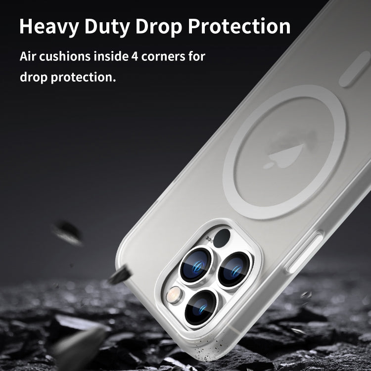 For iPhone 13 Pro MagSafe Frosted Translucent TPU + PC Full Coverage Phone Case(White) by buy2fix