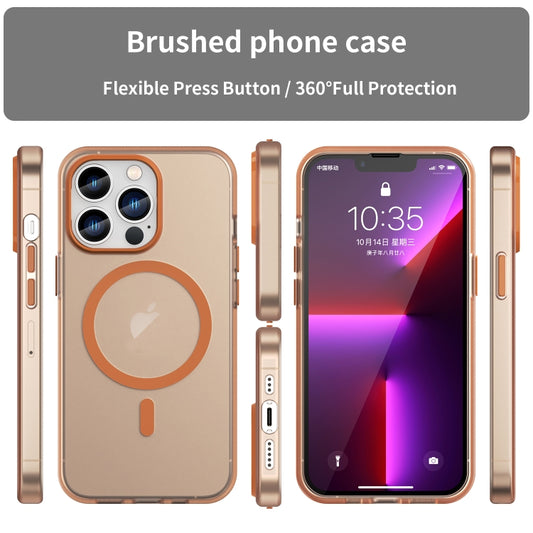 For iPhone 13 Pro MagSafe Frosted Translucent TPU + PC Full Coverage Phone Case(Orange) by buy2fix