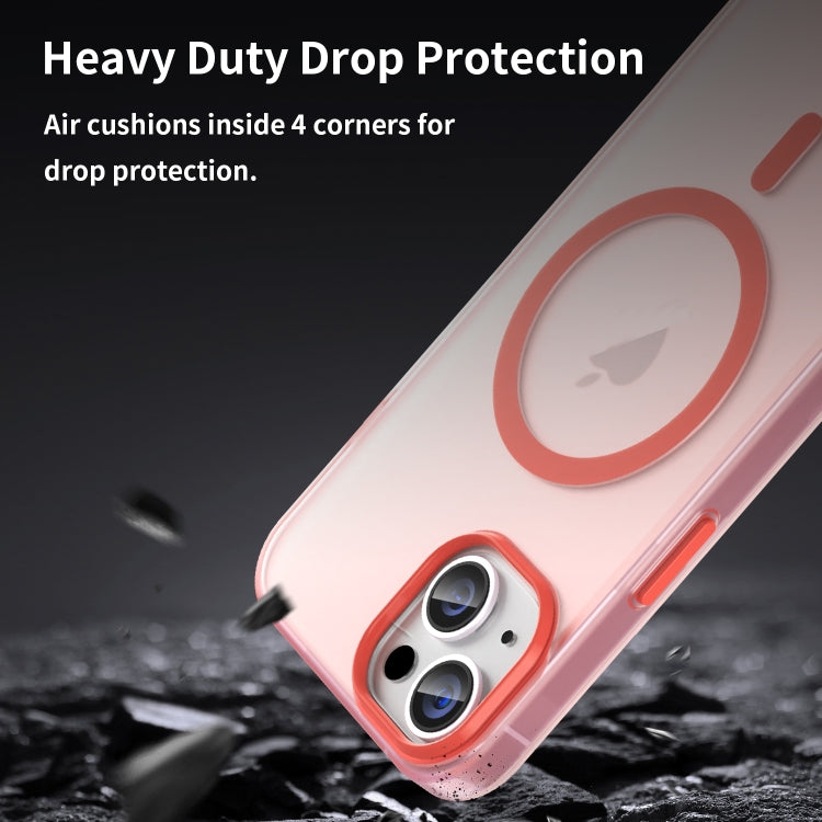 For iPhone 16 MagSafe Frosted Translucent TPU + PC Full Coverage Phone Case(Red) by buy2fix