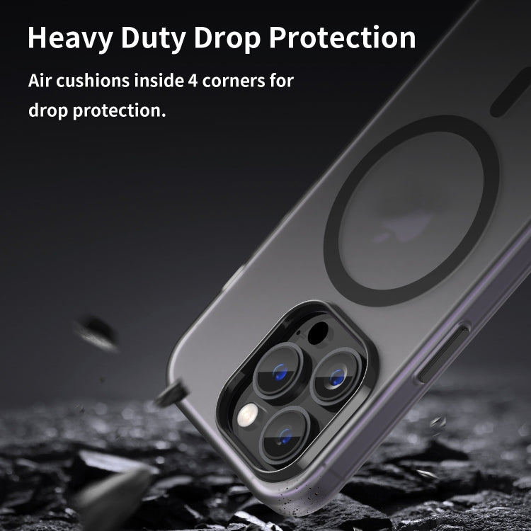 For iPhone 16 Pro MagSafe Frosted Translucent TPU + PC Full Coverage Phone Case(Black) by buy2fix