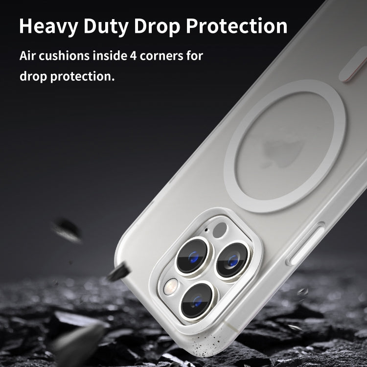 For iPhone 16 Pro MagSafe Frosted Translucent TPU + PC Full Coverage Phone Case(White) by buy2fix