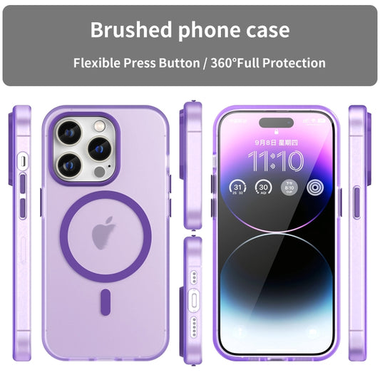 For iPhone 16 Pro MagSafe Frosted Translucent TPU + PC Full Coverage Phone Case(Dark Purple) by buy2fix