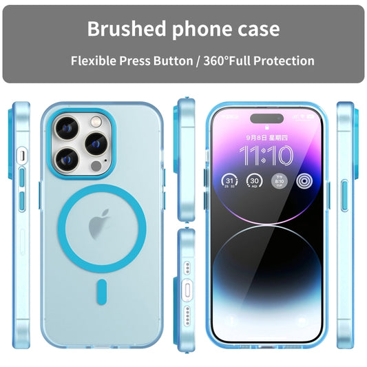 For iPhone 16 Pro MagSafe Frosted Translucent TPU + PC Full Coverage Phone Case(Blue) by buy2fix