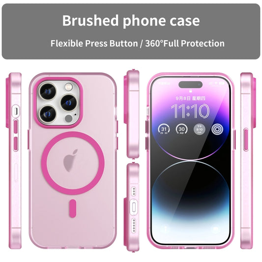 For iPhone 16 Pro MagSafe Frosted Translucent TPU + PC Full Coverage Phone Case(Pink) by buy2fix