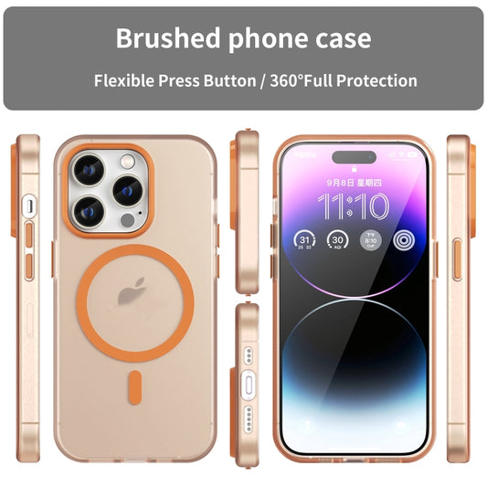 For iPhone 16 Pro MagSafe Frosted Translucent TPU + PC Full Coverage Phone Case(Orange) by buy2fix