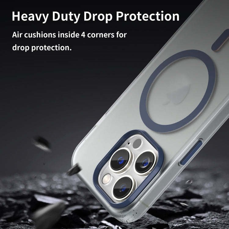 For iPhone 16 Pro Max MagSafe Frosted Translucent TPU + PC Full Coverage Phone Case(Dark Blue) by buy2fix