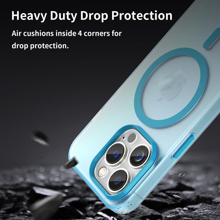 For iPhone 16 Pro Max MagSafe Frosted Translucent TPU + PC Full Coverage Phone Case(Blue) by buy2fix