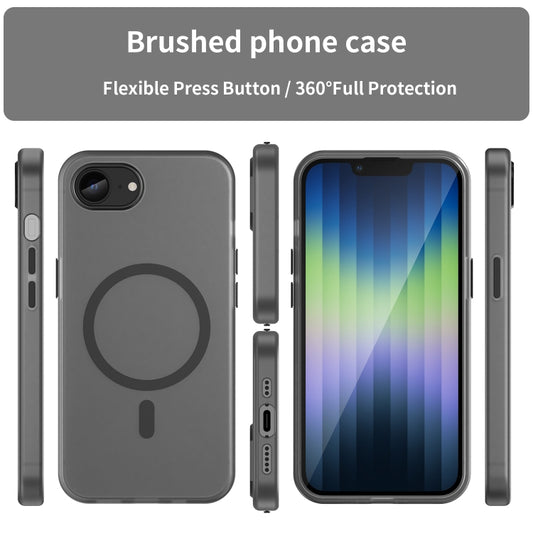 For iPhone 16e MagSafe Frosted Translucent TPU + PC Full Coverage Phone Case(Black) by buy2fix