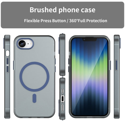 For iPhone 16e MagSafe Frosted Translucent TPU + PC Full Coverage Phone Case(Dark Blue) by buy2fix