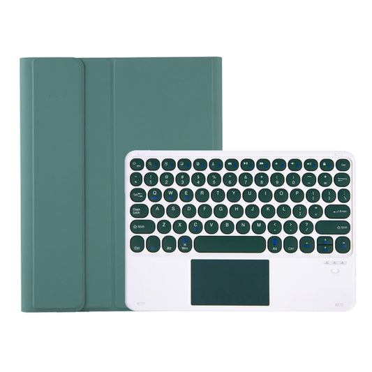 For Samsung Galaxy Tab S10 Lite / S10 FE / S9 FE / S9 Candy Color TPU Round Keycap Touch Bluetooth Keyboard Leather Case(Dark Green) by buy2fix