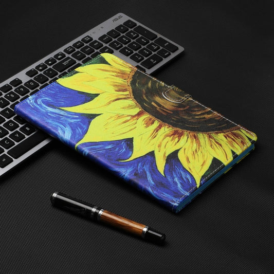 For Lenovo Tab M11/ Xiaoxin Pad 11 2024 Coloured Drawing Stitching Smart Leather Tablet Case(Sunflower) by buy2fix