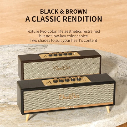 Oneder D8 Wireless Retro Dual Microphone Bluetooth Speaker(Black) by OneDer