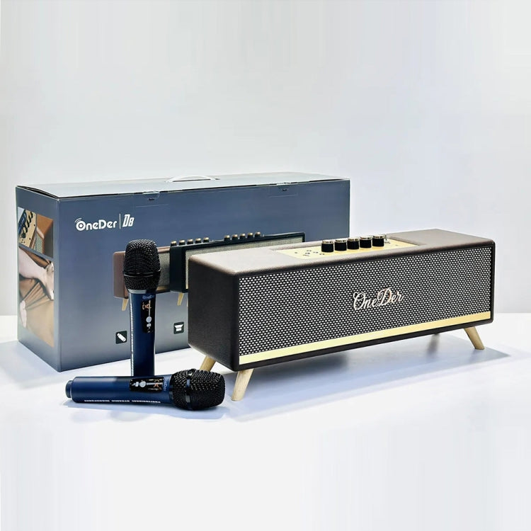 Oneder D8 Wireless Retro Dual Microphone Bluetooth Speaker(Brown) by OneDer