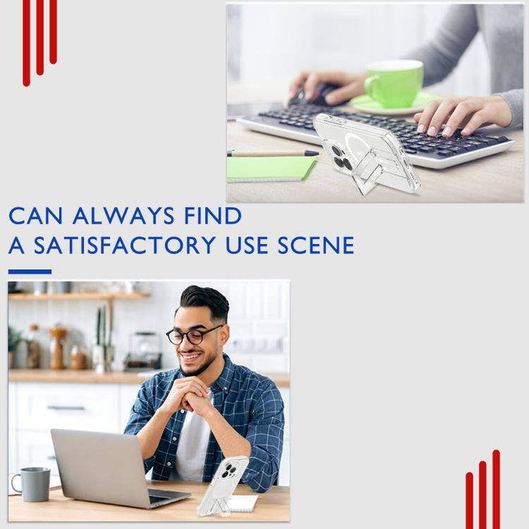 For iPhone 15 Pro Max Shockproof Terminator MagSafe Phone Case with Holder(Glitter White) by buy2fix