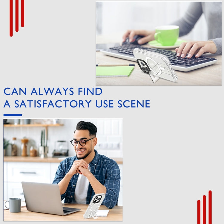 For iPhone 15 Plus Shockproof Terminator MagSafe Phone Case with Holder(Transparent) by buy2fix