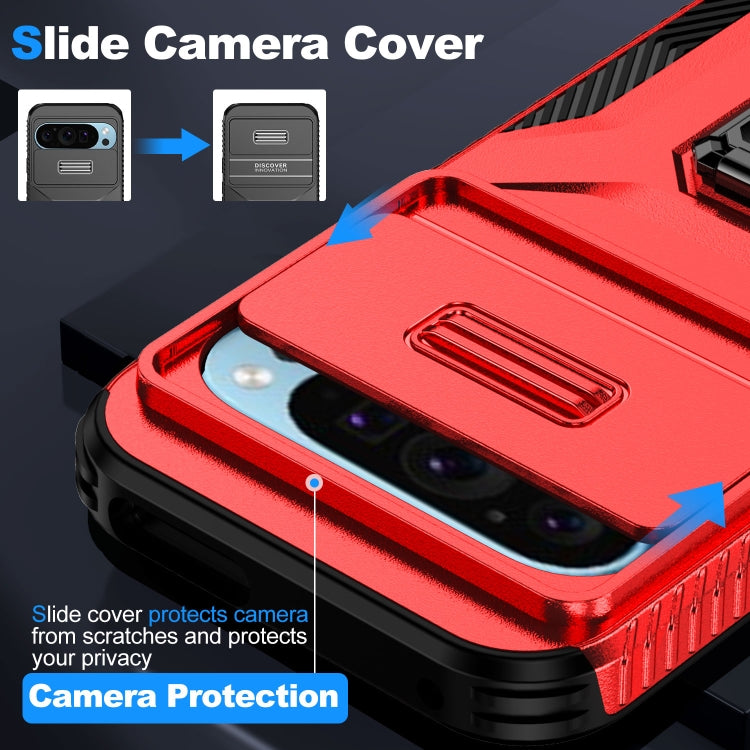 For Google Pixel 10 / 10 Pro / 9 / 9 Pro Sliding Camshield Holder Phone Case(Red) by buy2fix
