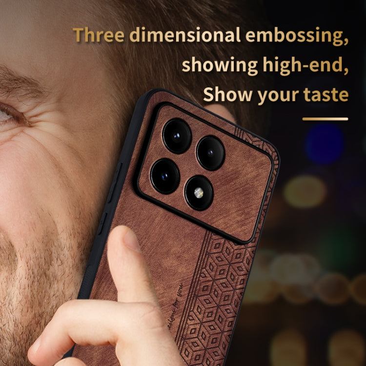 For Xiaomi Redmi K70 Pro AZNS 3D Embossed Skin Feel Phone Case(Brown) by AZNS