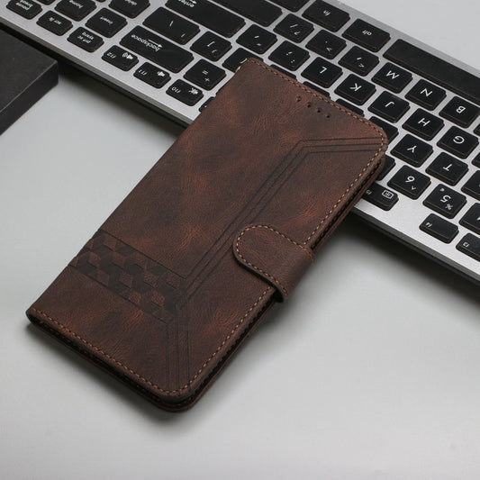 For Google Pixel 9 Pro Cubic Skin Feel Flip Leather Phone Case(Brown) by buy2fix