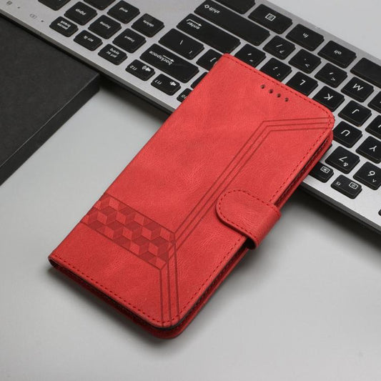 For Google Pixel 10 / Pixel 10 Pro Cubic Skin Feel Flip Leather Phone Case(Red) - Google Cases by buy2fix | Online Shopping UK | buy2fix