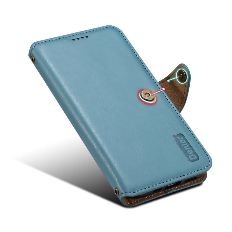 For iPhone 11 Pro Max Denior Cowhide Texture Wallet Style Leather Phone Case(Blue) - iPhone 11 Pro Max Cases by Denior | Online Shopping UK | buy2fix