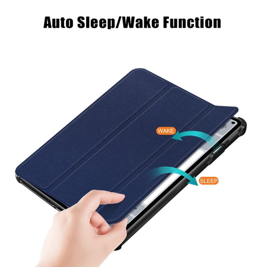 For Huawei MatePad Pro 11 2024 / 2022 Custer Pure Color 3-Fold Smart Leather Tablet Case(Dark Blue) by buy2fix