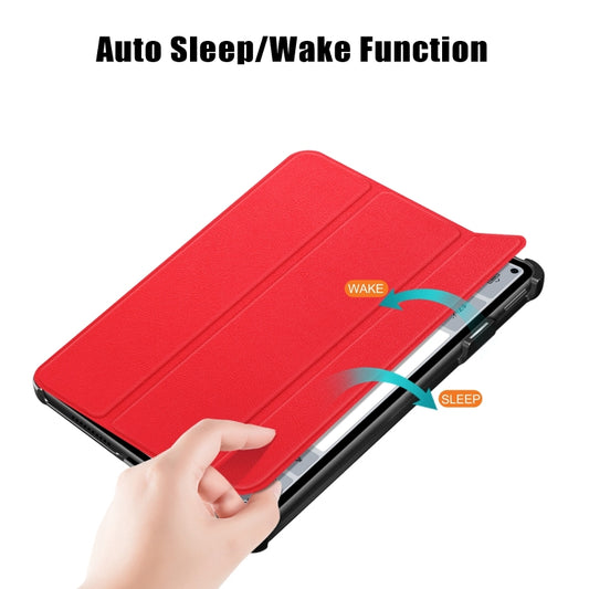 For Huawei MatePad Pro 11 2024 / 2022 Custer Pure Color 3-Fold Smart Leather Tablet Case(Red) by buy2fix