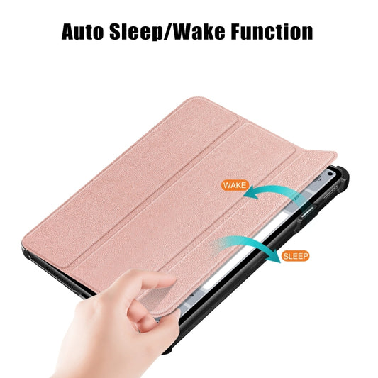 For Huawei MatePad Pro 11 2024 / 2022 Custer Pure Color 3-Fold Smart Leather Tablet Case(Rose Gold) by buy2fix