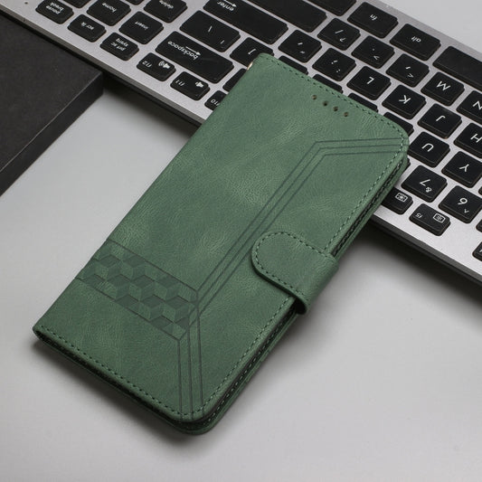 Cubic Skin Feel Flip Leather Phone Case For OnePlus 12(Green) by buy2fix