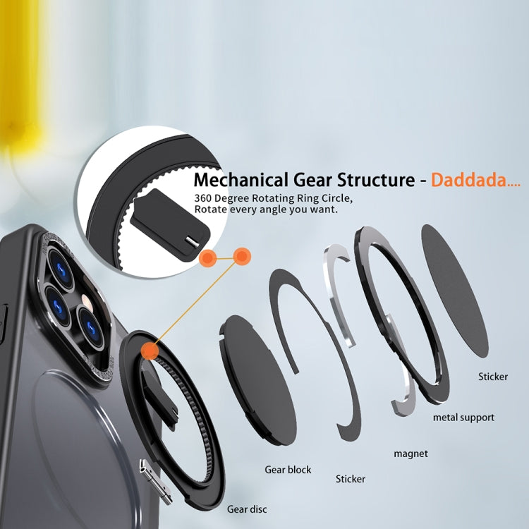 For iPhone 14 Pro 360-degree Rotating MagSafe Magnetic Holder Phone Case(Black) by buy2fix