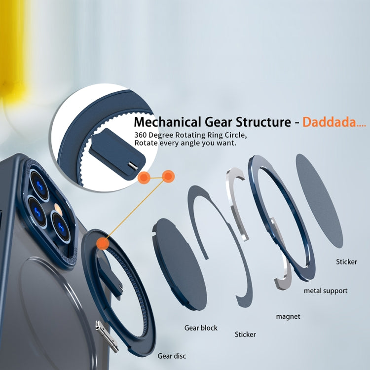 For iPhone 14 Pro Max 360-degree Rotating MagSafe Magnetic Holder Phone Case(Navy Blue) by buy2fix