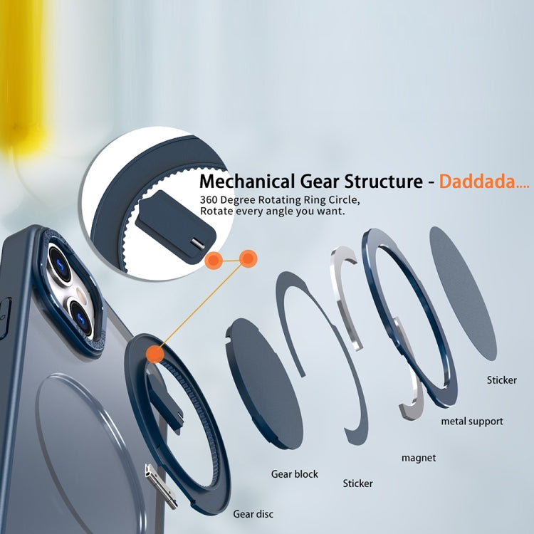 For iPhone 15 Plus 360-degree Rotating MagSafe Magnetic Holder Phone Case(Navy Blue) by buy2fix