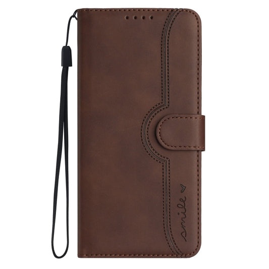 For Google Pixel 9 Pro Heart Pattern Skin Feel Leather Phone Case(Brown) by buy2fix