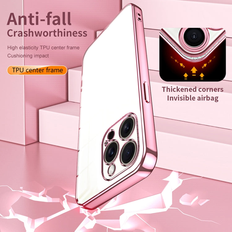 For iPhone 16 Pro Max Transparent Plating Fine Hole Phone Case(Purple) by buy2fix