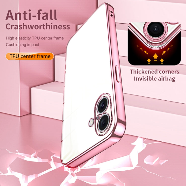 For iPhone 16 Plus Transparent Plating Fine Hole Phone Case(Gold) by buy2fix