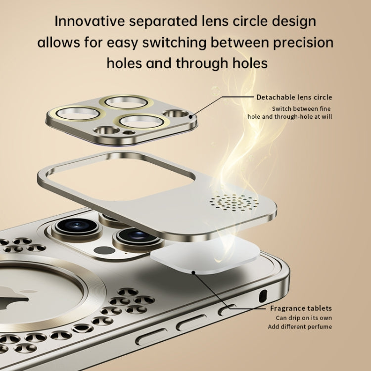 For iPhone 13 Pro Max Spring Buckle MagSafe Magnetic Metal Aromatherapy Phone Case(Silver) by buy2fix