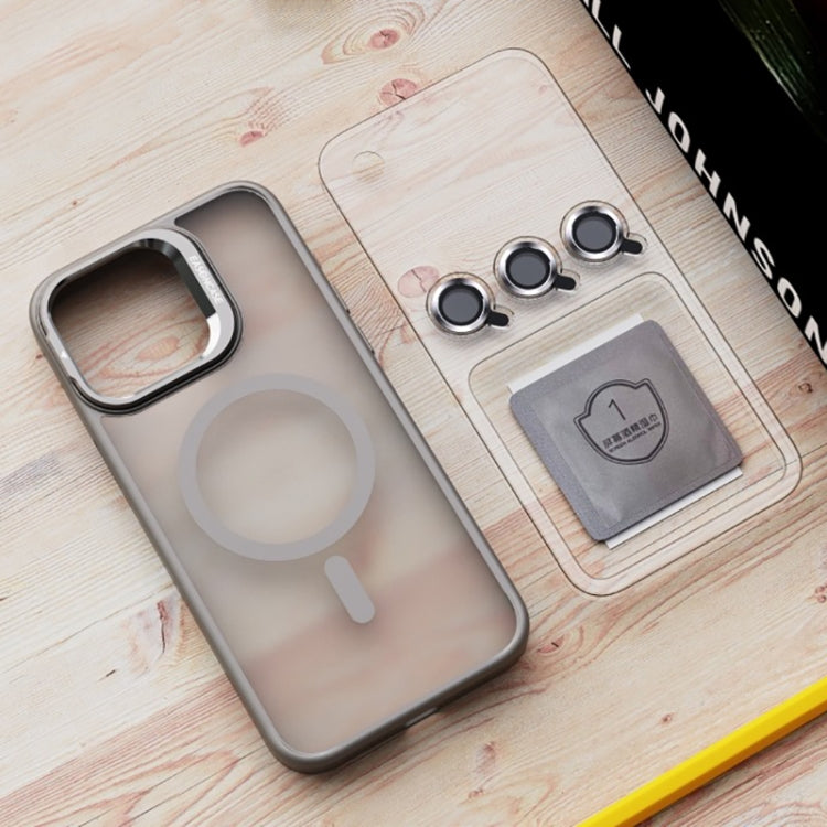 For iPhone 14 Pro Invisible Lens Holder PC + TPU Frosted MagSafe Phone Case(Blue) by buy2fix