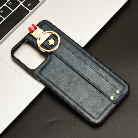 For Motorola Moto G Power 2024 Wristband Leather Back Phone Case(Blue) by buy2fix