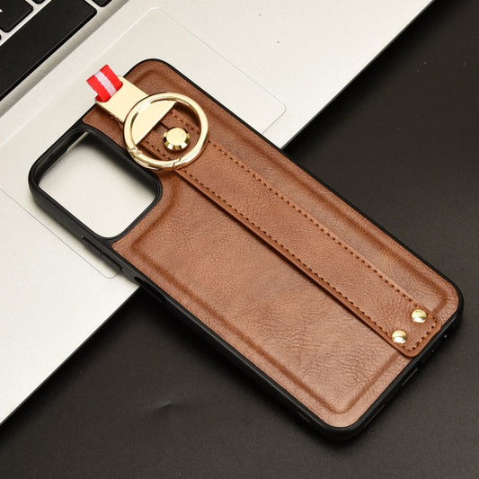 For Motorola Moto G Power 2024 Wristband Leather Back Phone Case(Brown) by buy2fix